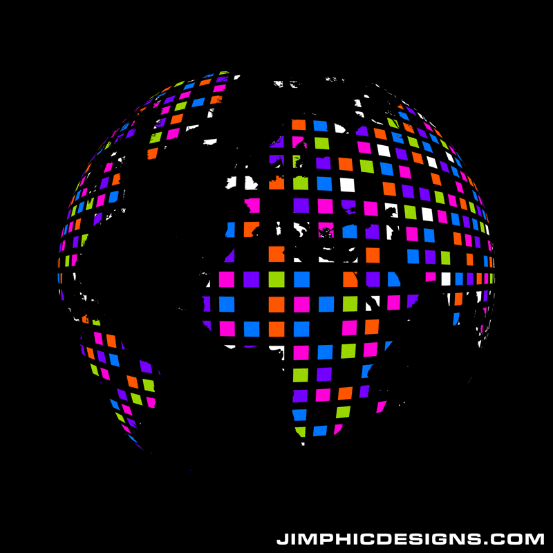 Colorful Digital Earth Rotating Gif Animation download page | Jimphic  Designs