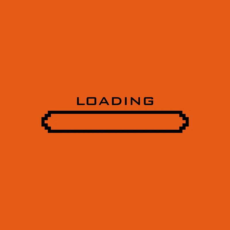 Black Pixelated Loading on Orange Gif Animation