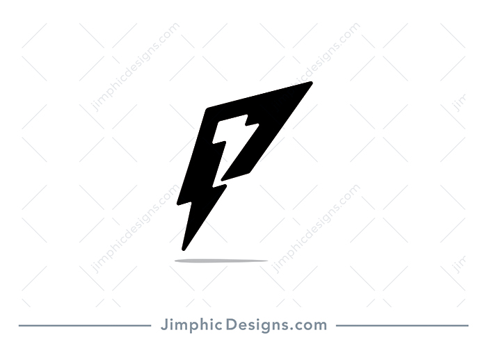 Abstract uppercase letter P design is shaped with two bolt graphics.