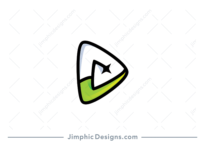 Smooth uppercase letter A is featured with a check symbol inside an iconic media shape.