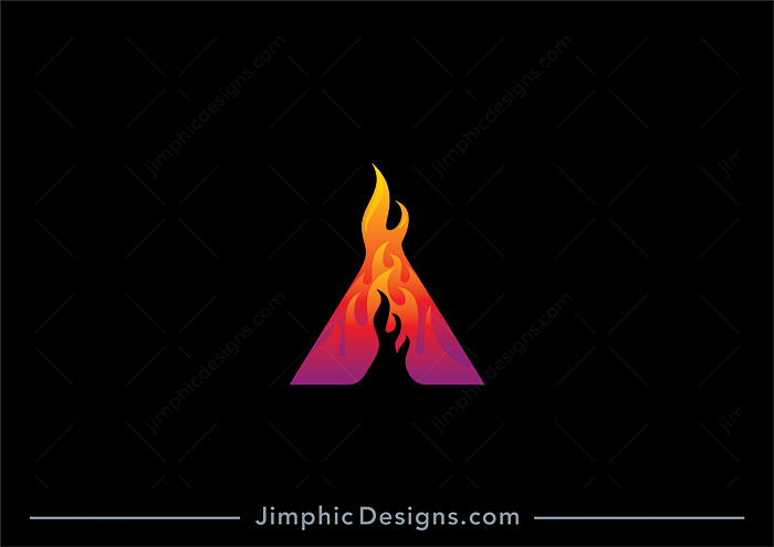 Smooth uppercase letter A in the shape of a simplistic flame design.