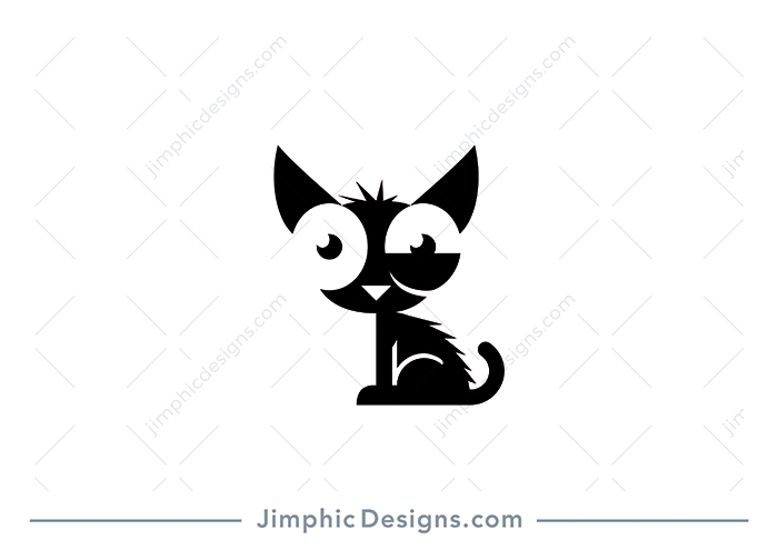 Funny cat with a very simplistic finish in a sitting position and the one eye in a twitch motion