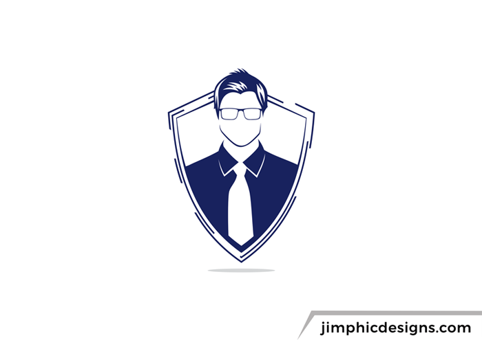 Smart business person's silhouette featuring inside a crest to represent professionalism. 