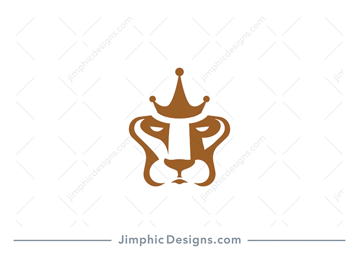 Modern and simplistic lion face shaped into a rounding star with a crown on top.