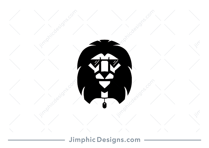 Modern and simplistic lion with sunglasses and wearing a necklace.