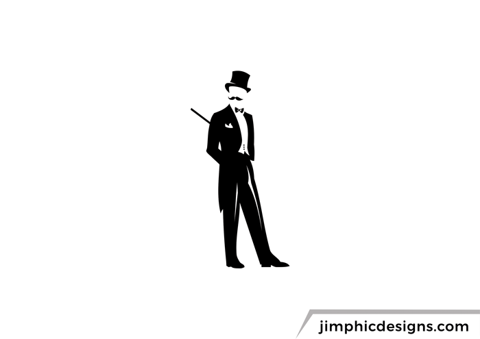Gentlemen silhouette standing with a top hat