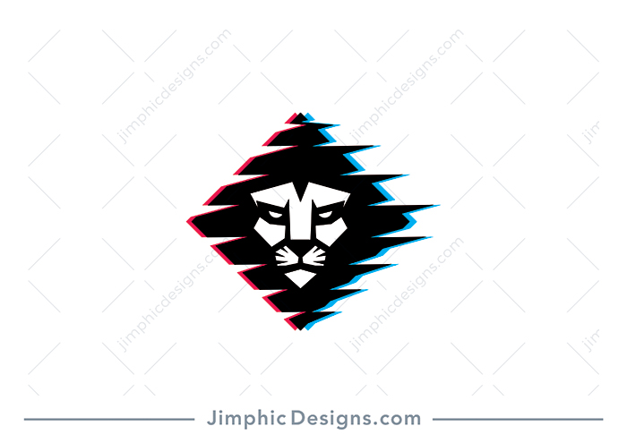 Fierce lion face and mane flowing in the wind is shaped perfectly into a diamond shape cube.