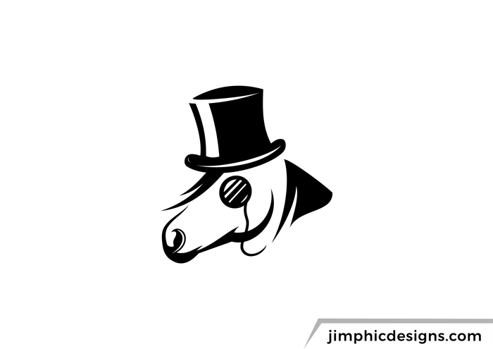 Horse head design with a top hat