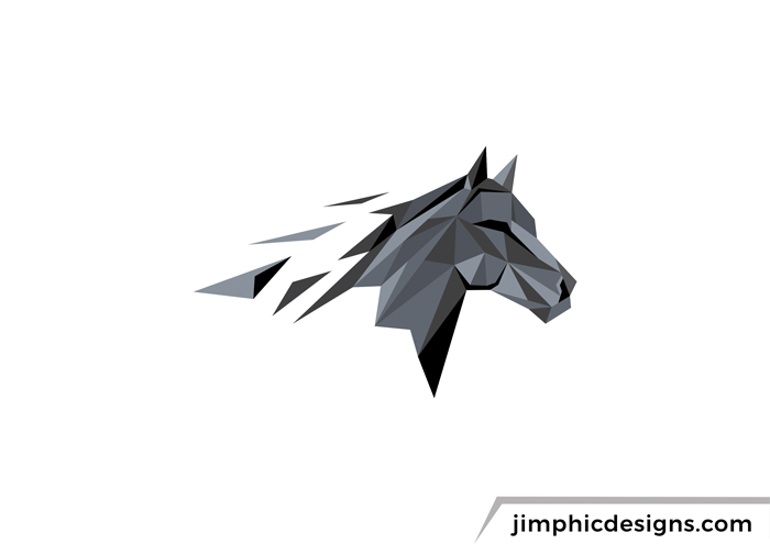 Abstract horse design with metal pieces
