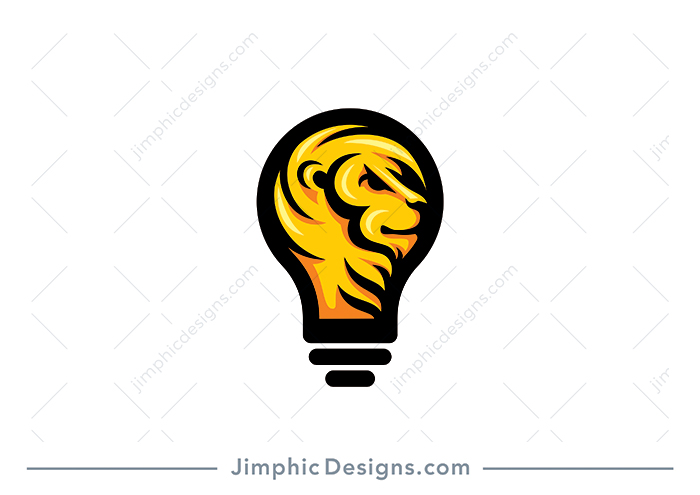 Modern lion head shaped perfectly into an iconic light bulb.