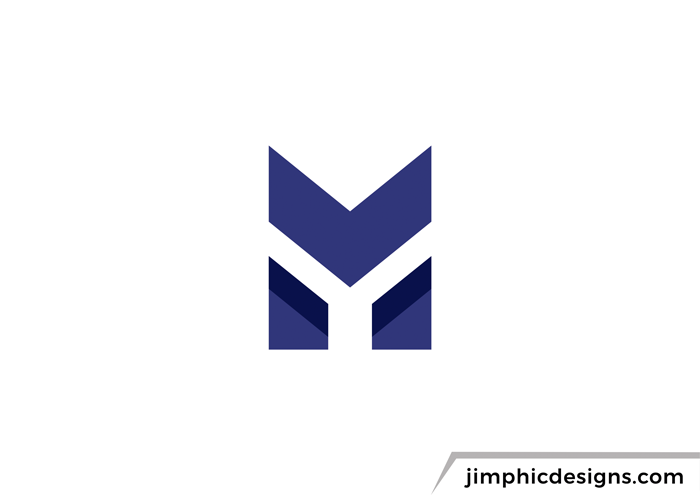 Bold letter M design shaping the letter Y inside it with negative space