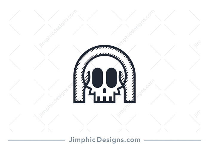 Iconic uppercase letter A is shaped with a big skull in the middle. This letter logo can also be seen as a lowercase letter N.