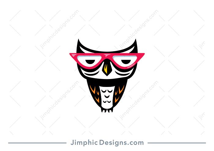 An owl with big reading glasses have a serious look on his face and slightly bags under his eyes.