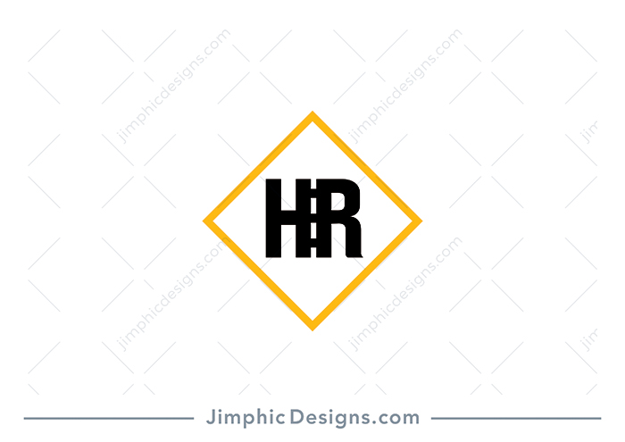 Very iconic uppercase letters H and R merged together with a road in the center.