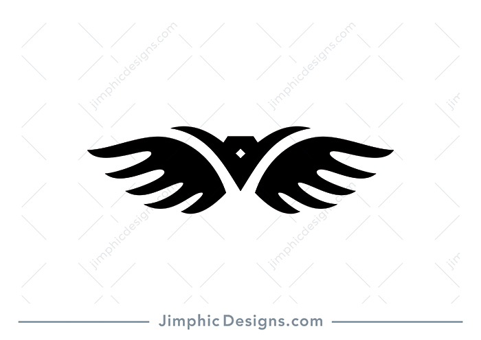 Modern and simplistic eagle bird with wings spread wide.