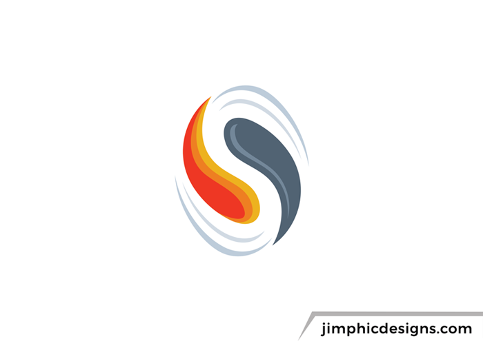 Double swooshes with a slight 3D look on a perspective view shapes the letter S.