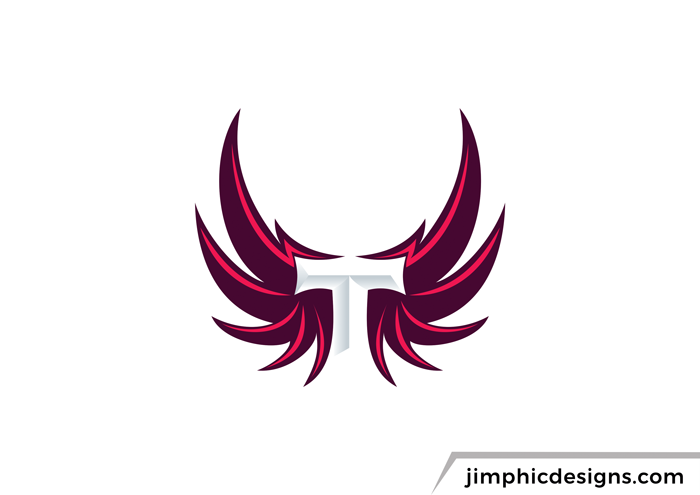 Letter T is shaped with negative space wings