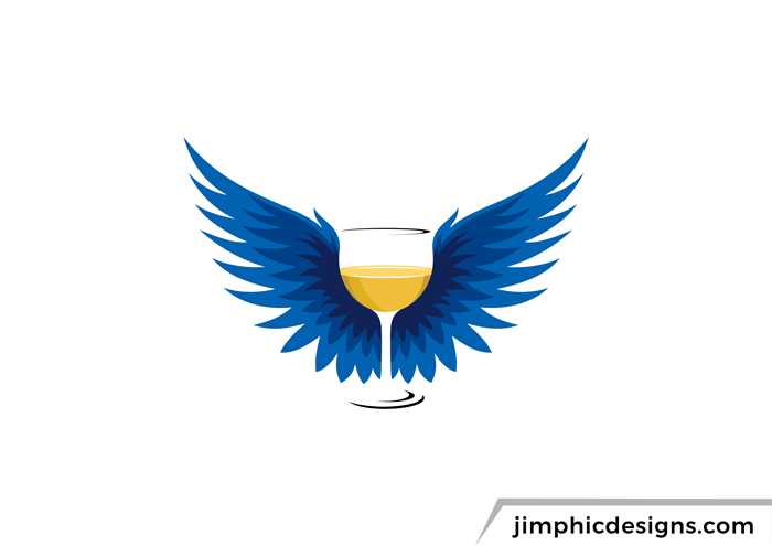 Wings shaping a wine glass with negative space in the center