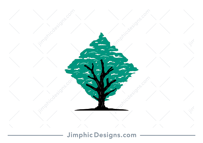Modern and simplistic tree is formed in the shape of a diamond square.