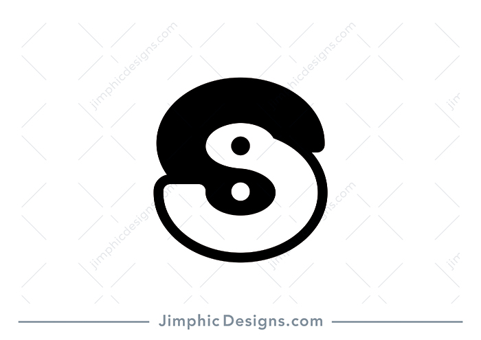 Charming letter S is shaped around an icon Yin Yang symbol.