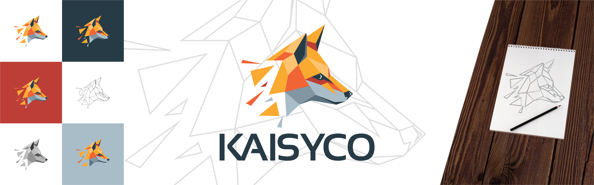 geometric fox logo design
