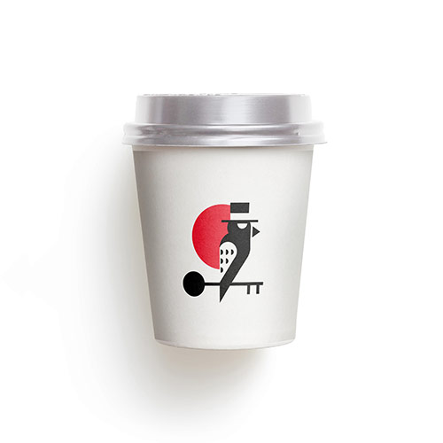 Serious Bird Key Logo logo on a take-away coffee cup mockup