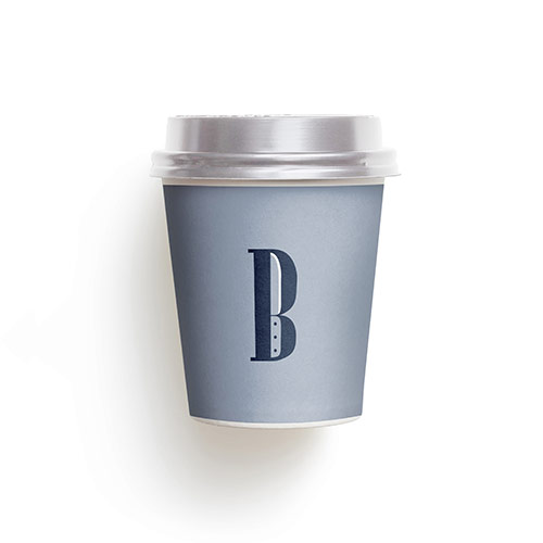 B Knife Logo logo on a take-away coffee cup mockup