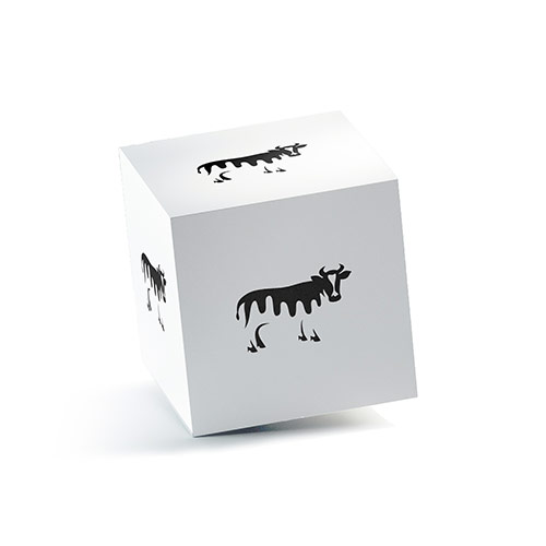 Cow Logo logo on a 3D square box mockup