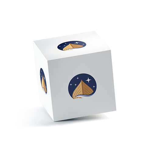 Sailboat Logo logo on a 3D square box mockup