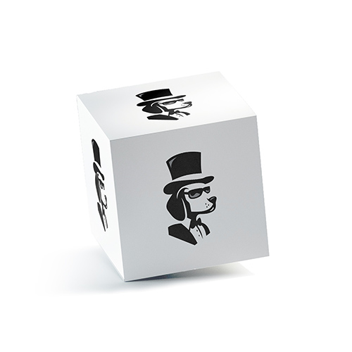 Formal Dog Logo logo on a 3D square box mockup