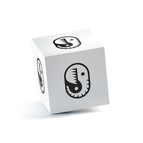 Elephant Yin Yang Logo logo on a 3D square box mockup