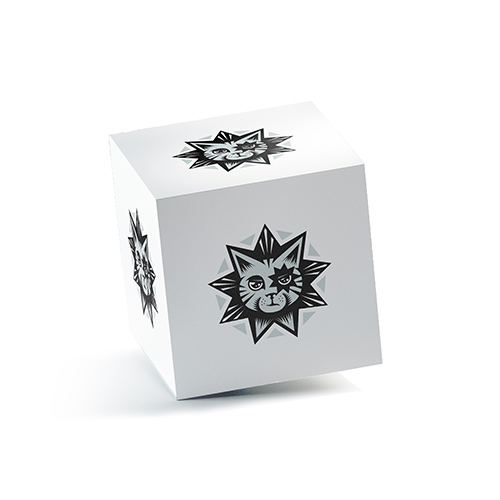 Cat Star Logo logo on a 3D square box mockup