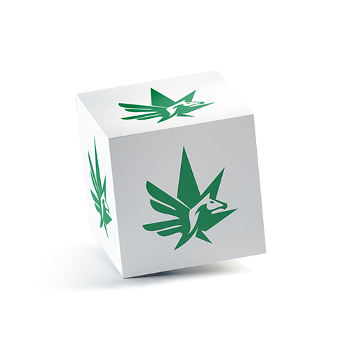 Pegasus Cannabis Logo logo on a 3D square box mockup