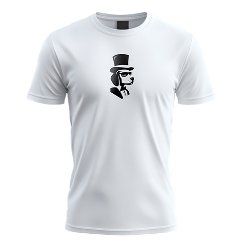 Formal Dog Logo logo on a white t-shirt mockup