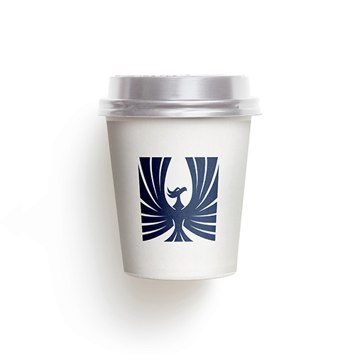 Phoenix Square Logo logo on a take-away coffee cup mockup