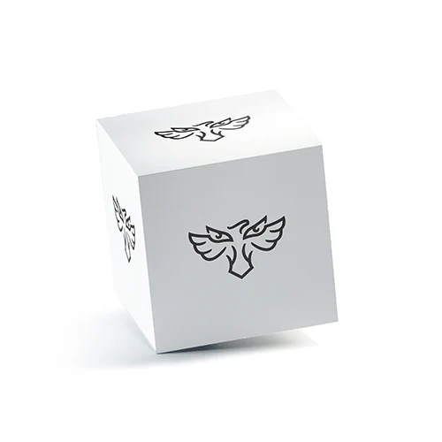 Eyes Eagle Logo logo on a 3D square box mockup