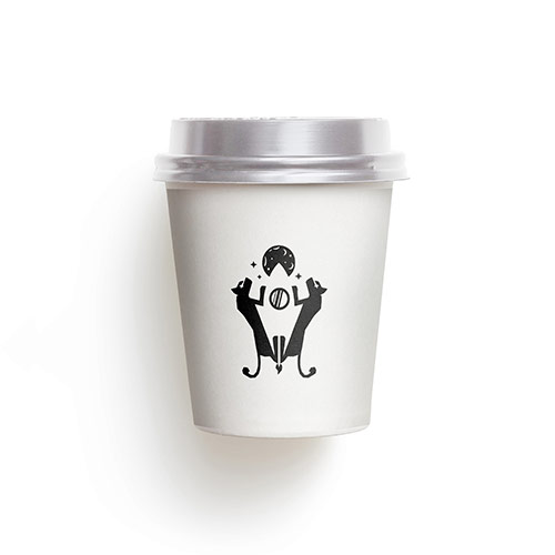 Panther Rocket Logo logo on a take-away coffee cup mockup