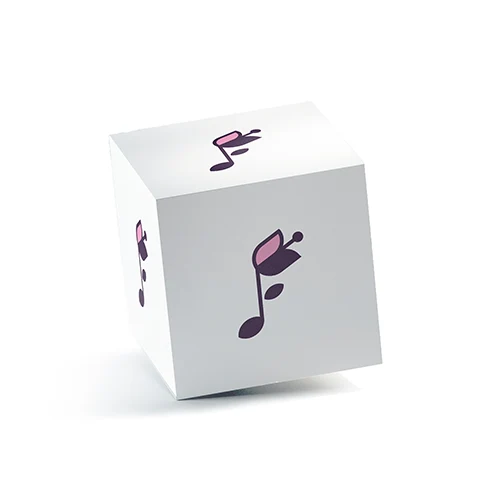 Musical Flower Logo logo on a 3D square box mockup