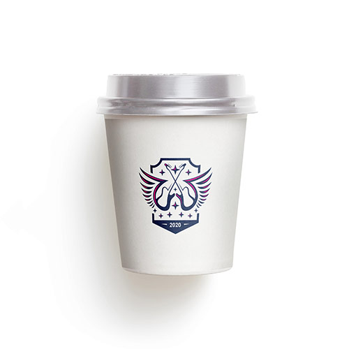 Guitar Logo logo on a take-away coffee cup mockup