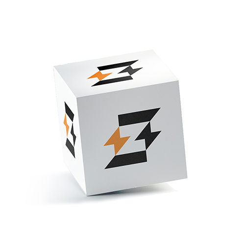 Letter Z Spark Logo logo on a 3D square box mockup