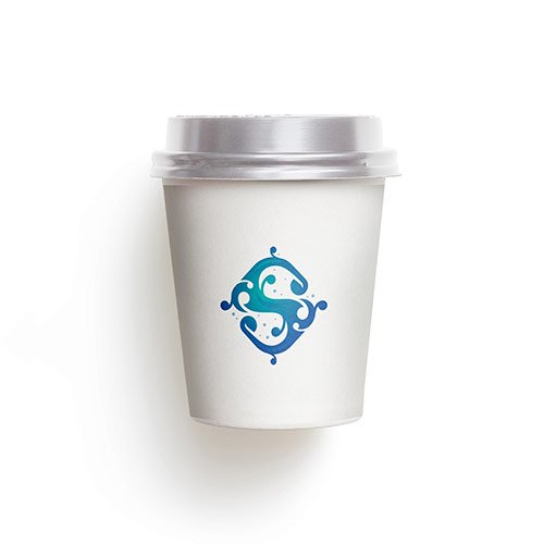Letter S Design logo on a take-away coffee cup mockup