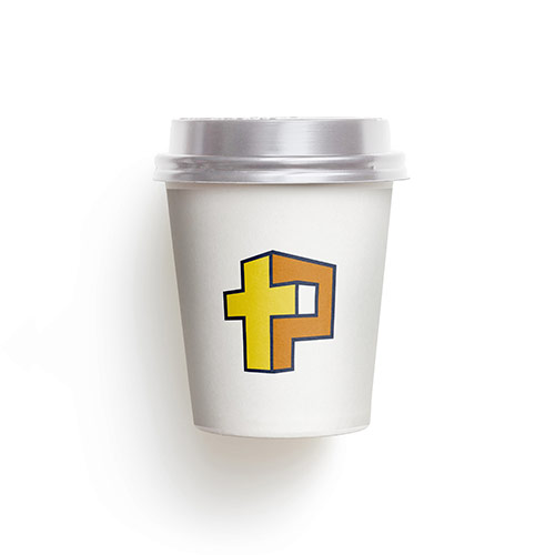 P Church Logo logo on a take-away coffee cup mockup
