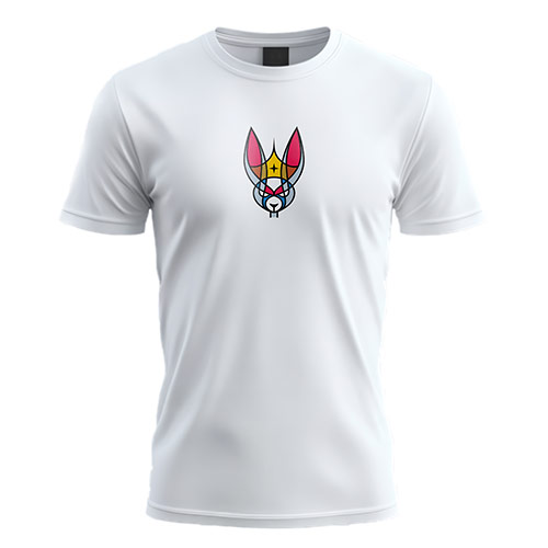Royal Rabbit Logo logo on a white t-shirt mockup