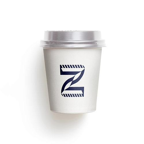 Abstract Letter Z Logo logo on a take-away coffee cup mockup