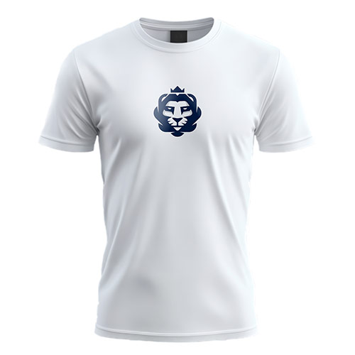 Unique Lion Logo logo on a white t-shirt mockup