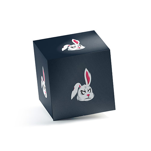 Bad Bunny Logo logo on a 3D square box mockup