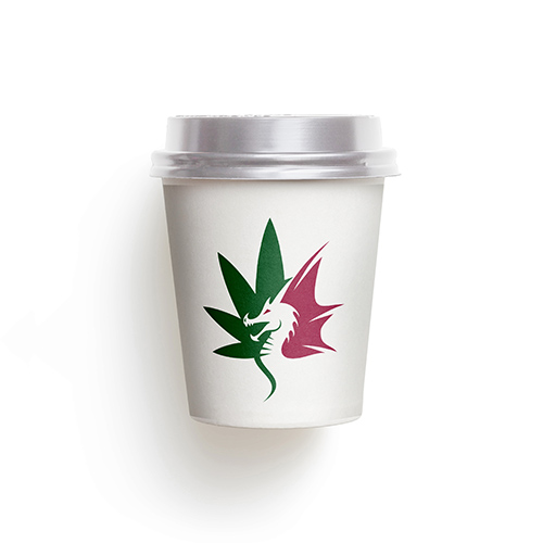 CBD Dragon Logo logo on a take-away coffee cup mockup