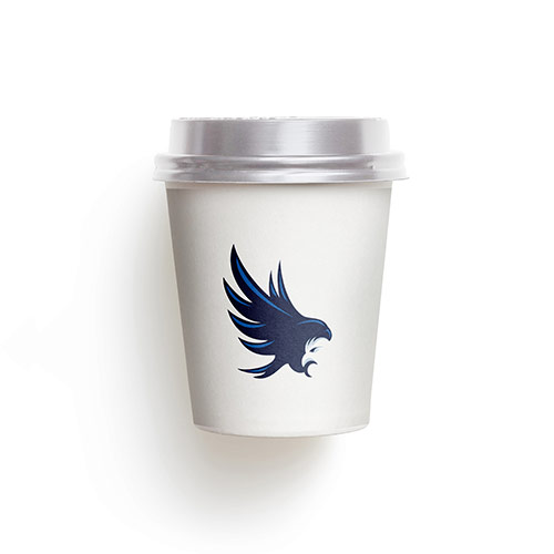 Eagle Logo logo on a take-away coffee cup mockup