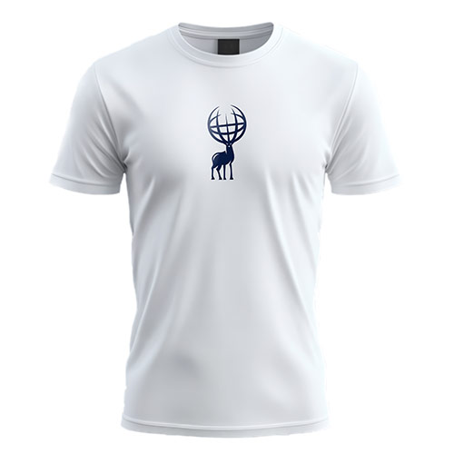 Globe Deer Logo logo on a white t-shirt mockup
