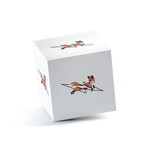 Lightning Fox Logo logo on a 3D square box mockup